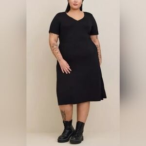 ​TORRID Super Soft Black Knit Side Slit Midi Dress Size 2